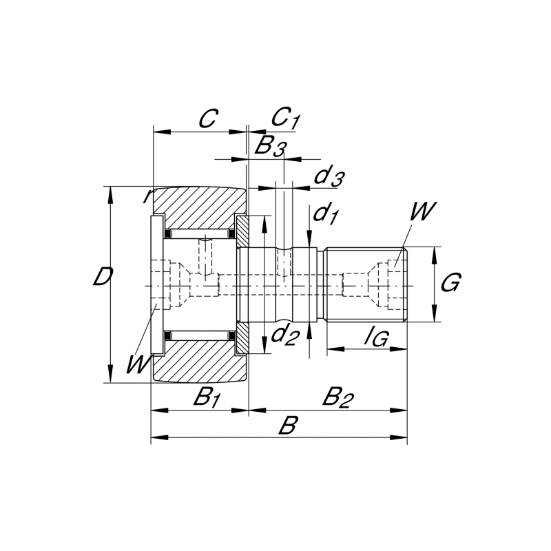KR30-B Stud type track rollers bearings
