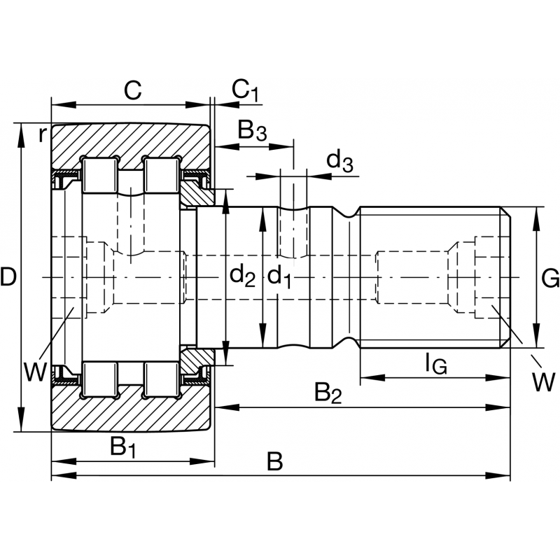 PWKR35-2RS Stud type track rollers bearings