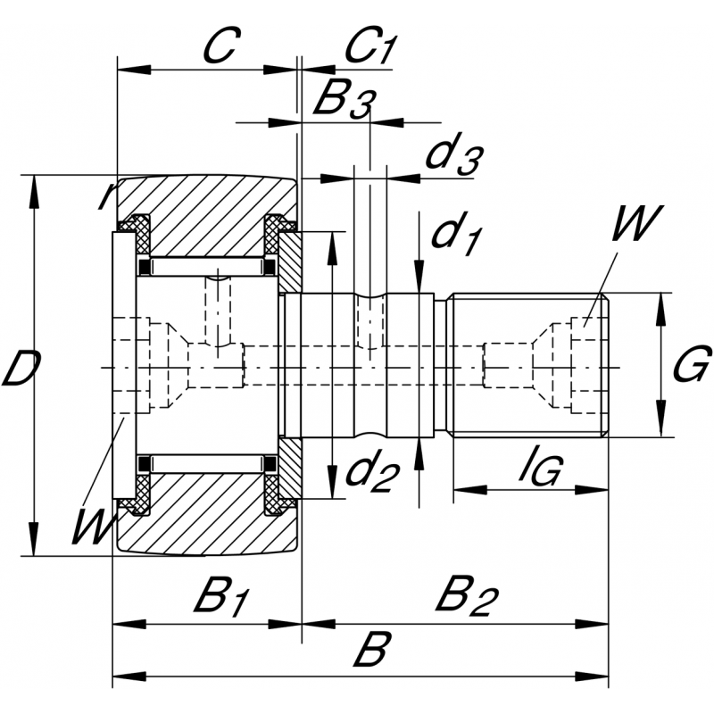 KR47-PP Stud type track rollers bearings