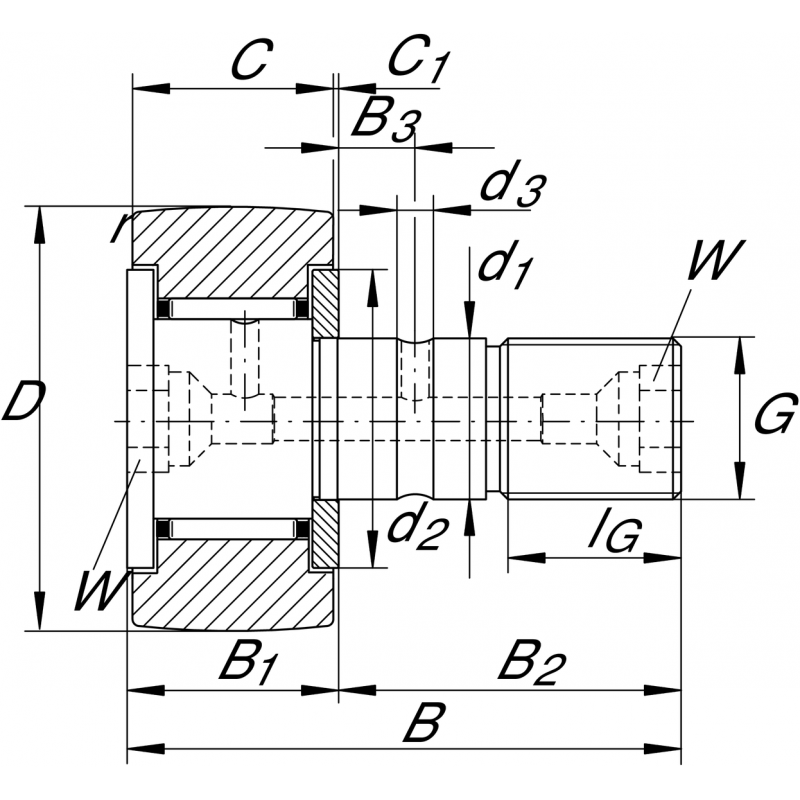 KR40 Stud type track rollers bearings