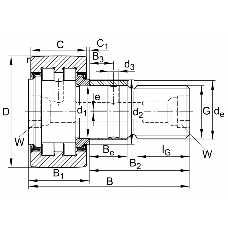 PWKRE62-2RS-A Stud type track rollers bearings