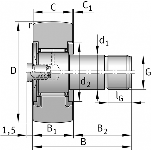 KR16-PP Stud type track rollers bearings