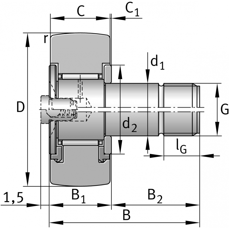 KR19-PP Stud type track rollers bearings