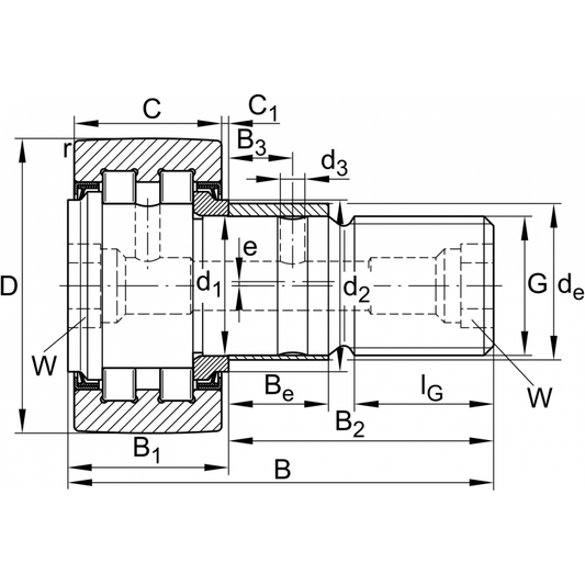 PWKRE40-2RS Stud type track rollers bearings