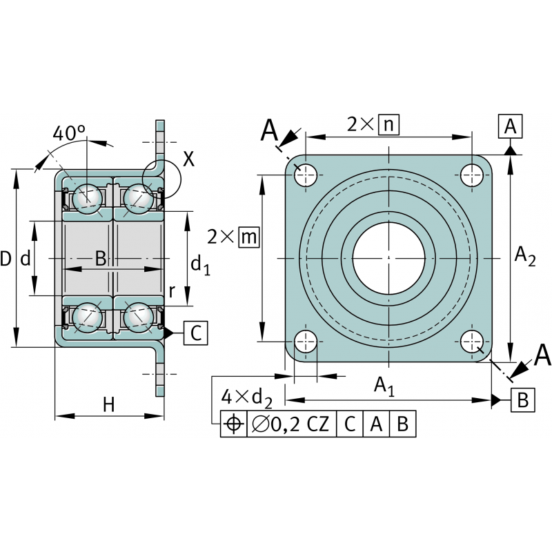 ZKLR2060-2RS Axial angular contact ball bearings