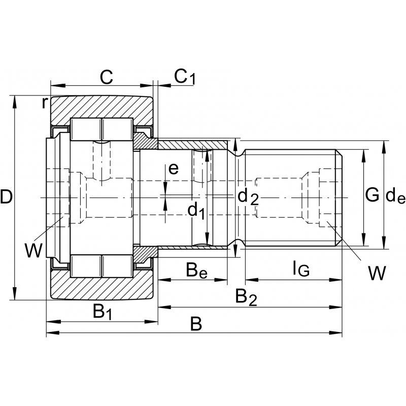 NUKRE90 Stud type track rollers bearings