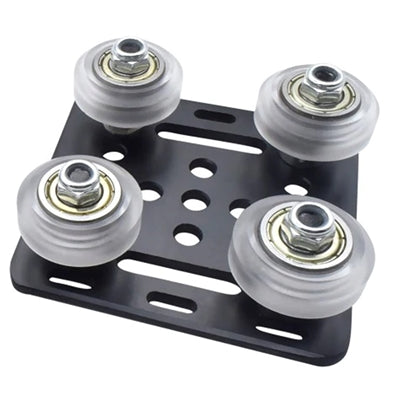Black Anodized Aluminum V-Slot Support Plate Set With V Bearing Guides and White wheels