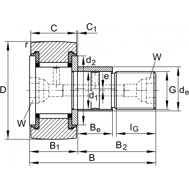 KRE30-PP Stud type track rollers bearings