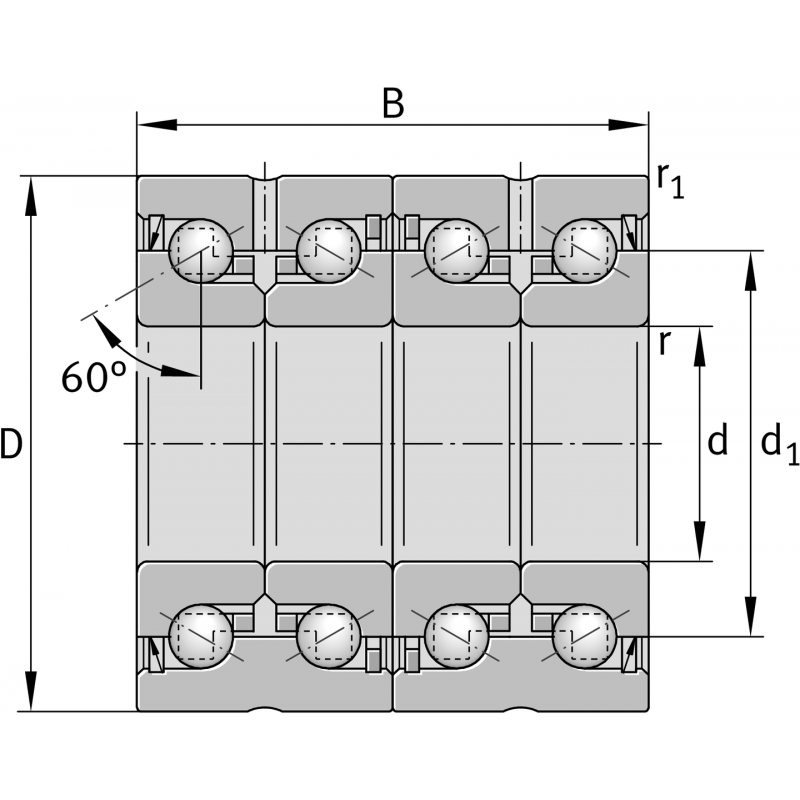 ZKLN2557-2RS-2AP Axial angular contact ball bearings
