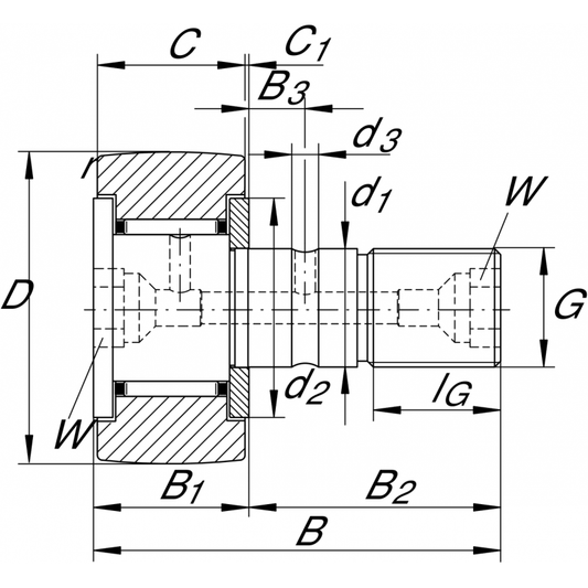 KR32 Stud type track rollers bearings