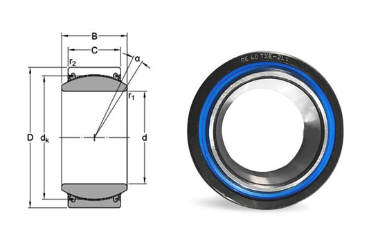 GE70TXE-2LS Spherical Bearing 70mm Steel/PTFE